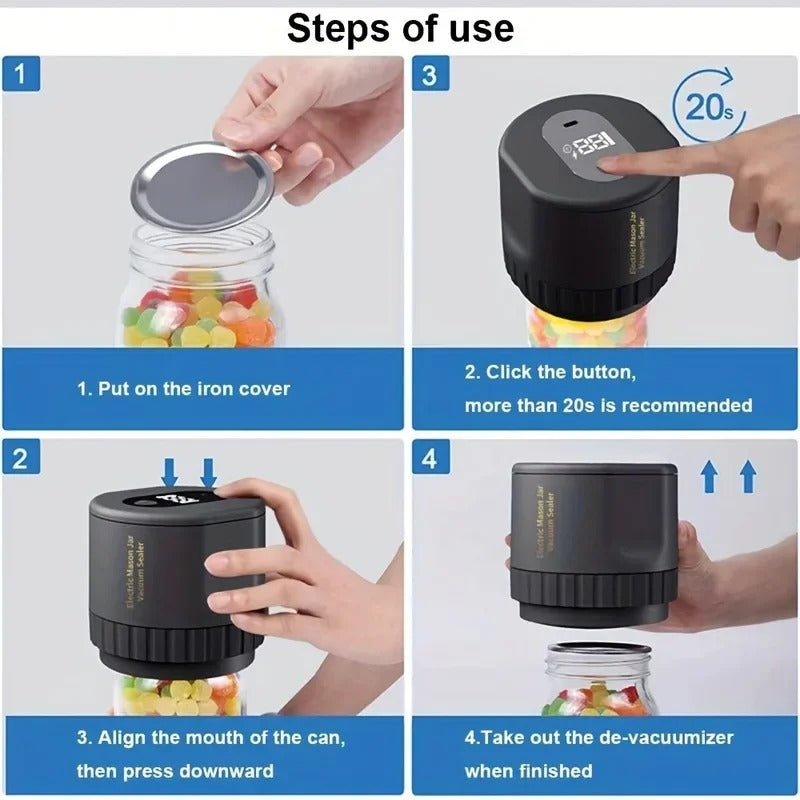 VACUPRESS™ -Cordless Electric Vacuum Sealer for Mason Jars & Fresh Food Storage